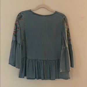 Embroidered denim boho blouse!